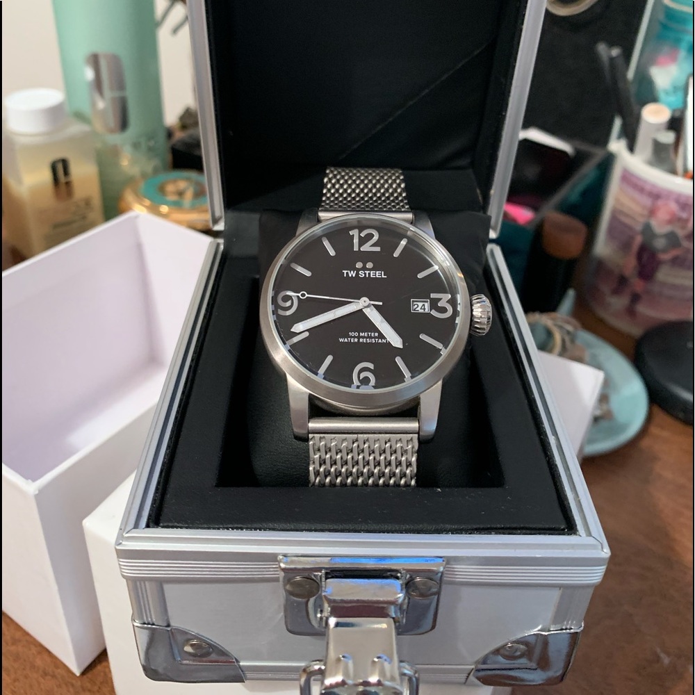 TW Steel All Stainless Black Face Watch